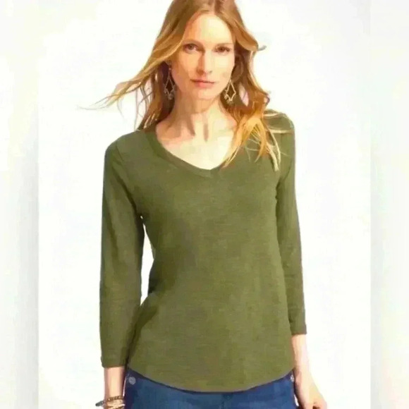 Chicos teal blouse. Ultimate Tee. V neck. Cotton - Picture 9 of 9